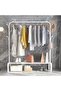 Heavy Duty Metal Clothes Stand, Garment Rack with Hanging Single Rod, Storage Shelf, Black (White) - 2