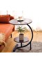 C-Shaped Side Table, 2-Tier Round End Table with Storage Shelf, Industrial Metal Frame, Sma - 4