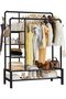 Heavy Duty Clothes Rail, Sturdy 120KG Black Metal Clothes Rack With Double Hanging Clothing Ra