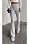 High Waist Spanish Leg Gray Summer Leggings - 4