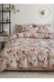 King Size 6-piece Modern Duvet Cover Set With Orange Floaral Design 220x240cm.
