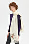 Women's Daisy Embroidered Tasseled Wool Kaşkol Kemik - 7