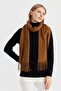Women's Knitwear Single Color Tasseled Wool Scarf Black - 2