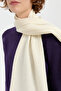 Women's Daisy Embroidered Tasseled Wool Kaşkol Kemik - 8