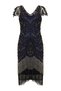 Vegas Fringe Dress in Black Navy - 4