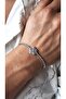Flower Figured Pink Zircon White Waterway Stone Steel Bracelet - 2