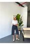 Women's Large Size High Waist Linen Look 100% Cotton Capri W203 - 2