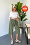 Women's Large Size High Waist Linen Look 100% Cotton Capri W203