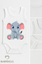 100% Cotton Animal Figured Sleeveless Snap Fastener Baby Bodysuit Summer Breathable Unisex Zıbın Elephant - 2