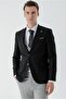 Men's Black Checkered Combination Slim Fit Suit - 4