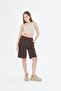 Women's cotton capri pants - coffee - 7003-ka - 5