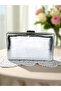 Silver Gray Lame Color Snake Pattern Shiny Leather Women's Evening Dress Bag Wedding Engagement Graduation - 2