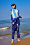 Navy Blue Full Covered Hijab Swimsuit – Hidden Zipper, Drawstring Detail, M2513 - 4