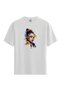 Women'S/Unisex White 100% Cotton Relaxed Fit Crew Neck Bold Stare Custom Printed T-Shirt