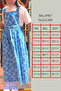 Girl's Cotton Thin Gabardine Long Length Blue Leaf Patterned Hijab Salopet Dress - 7