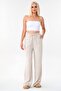 Elastic Waist Linen Trousers 100% Natural Fabric Beige