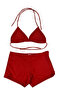 Red Women's Triangle Shorts Bikini Set
