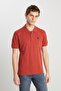 100% Cotton Regular Fit Normal Cut Brick Color Polo Neck T-Shirt