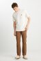 100% Cotton Relaxed Fit Wide Cut Crew Neck Minimal Logo Off-White T-Shirt - 3