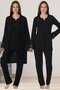 Women's Black Special Design Cotton Maternity Maternity Dressing Gown, Pajama Set Set