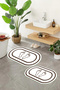 Non-Slip Base Washable Footprint Pattern Oval Bathroom Mat Set of 2 Toilet Mats - 2