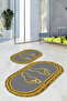 Digital Non-Slip Base Washable Footprint Pattern Oval Bathroom Mat Set of 2 Toilet Mats - 4