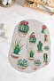 Printed Non-Slip Base Washable Cactus Pattern Oval Bath Mat Set of 2 Toilet Seat Covers - 5