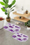 Printed Non-Slip Base Washable Cactus Pattern Oval Bath Mat Set of 2 Toilet Seat Covers - 8