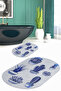 Printed Non-Slip Base Washable Cactus Pattern Oval Bath Mat Set of 2 Toilet Seat Covers