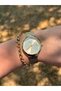 Gold Colored Simple Stylish Wicked Steel Cord Waterproof Women's Watch - 3