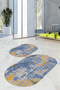 Digital Printed Non-Slip Base Washable Oval Bath Mat Set of 2 Toilet Seat Covers - 6