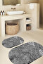 Digital Printed Non-Slip Base Washable Oval Bath Mat Set of 2 Toilet Seat Covers - 3