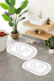 Digital Non-Slip Base Washable Footprint Pattern Oval Bathroom Mat Set of 2 Toilet Mats - 2