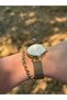 Gold Colored Simple Stylish Wicked Steel Cord Waterproof Women's Watch - 4