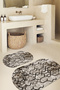 Digital Printed Non-Slip Base Washable Oval Bath Mat Set of 2 Toilet Seat Covers - 2