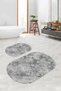 Digital Printed Non-Slip Base Washable Oval Bath Mat Set of 2 Toilet Seat Covers - 8