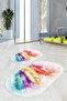 3D Printed Non-Slip Base Washable Oval Bath Mat Set of 2 Toilet Seat Covers - 3