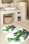 Printed Non-Slip Base Washable Cactus Pattern Oval Bath Mat Set of 2 Toilet Seat Covers - 7