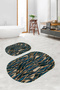 Digital Non-Slip Base Washable Oval Bath Mat Set of 2 Toilet Seat Covers - 8