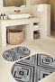 Digital Printed Non-Slip Base Washable Oval Bath Mat Set of 2 Toilet Seat Covers - 4