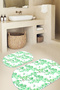 Printed Non-Slip Base Washable Flower Pattern Oval Bath Mat Set of 2 Toilet Seat Covers - 6