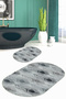 Digital Non-Slip Base Washable Floral Oval Bath Mat Set of 2 Toilet Seat Covers - 7