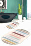 Digital Printed Non-Slip Base Washable Oval Bath Mat Set of 2 Toilet Seat Covers - 5