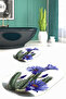 Printed Non-Slip Base Washable Cactus Pattern Oval Bath Mat Set of 2 Toilet Seat Covers