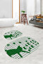 Printed Non-Slip Base Washable Cat Pattern Oval Bath Mat Set of 2 Toilet Seat Covers - 2