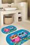 Printed Non-Slip Base Washable Owl Pattern Oval Bath Mat Set of 2 Toilet Seat Covers - 6