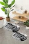 Digital Non-Slip Base Washable Floral Oval Bath Mat Set of 2 Toilet Seat Covers - 6