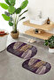 Digital Printed Non-Slip Base Washable Oval Bath Mat Set of 2 Toilet Seat Covers - 4