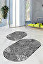 Digital Printed Non-Slip Base Washable Oval Bath Mat Set of 2 Toilet Seat Covers - 6