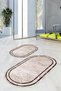 Printed Non-Slip Base Washable Framed Oval Bath Mat Set of 2 Toilet Mats - 4